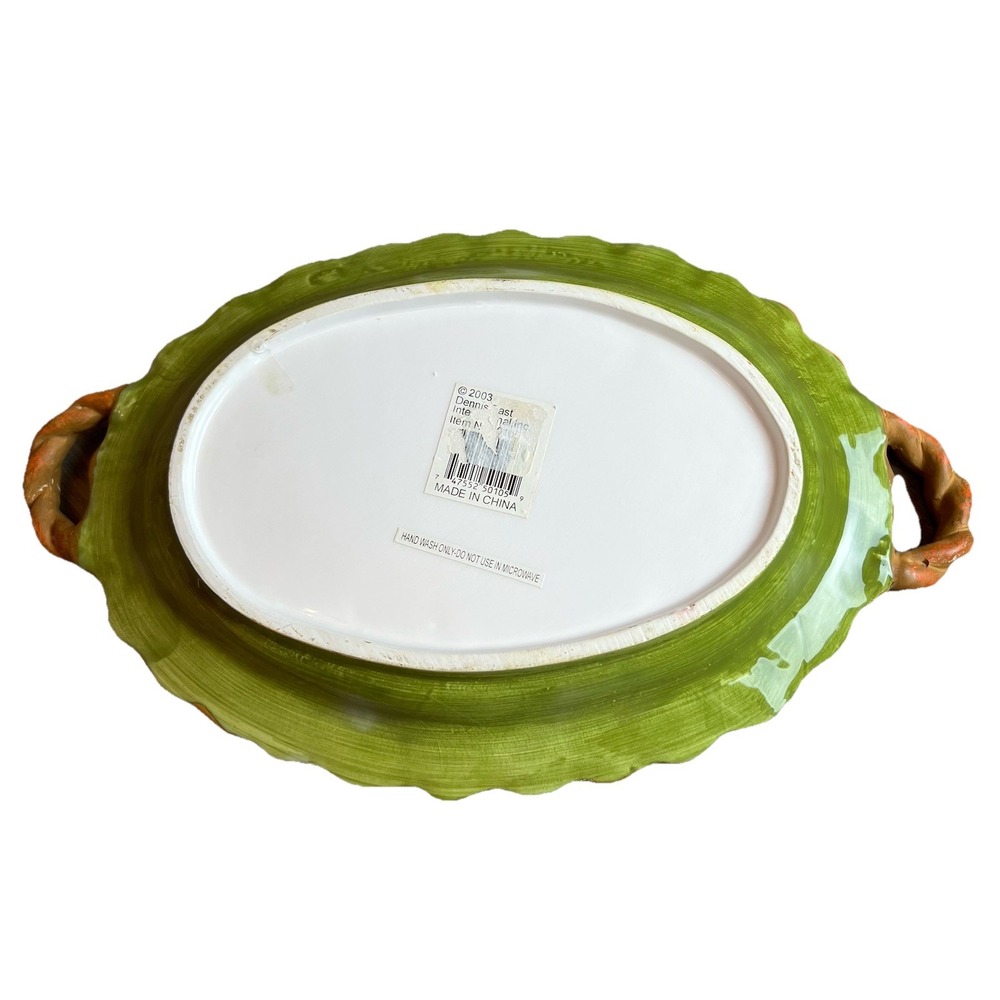 Vintage DENNIS EAST INTERNATIONAL Green Brown Leaves Serving Trinket Dish 13" - Picture 7 of 13